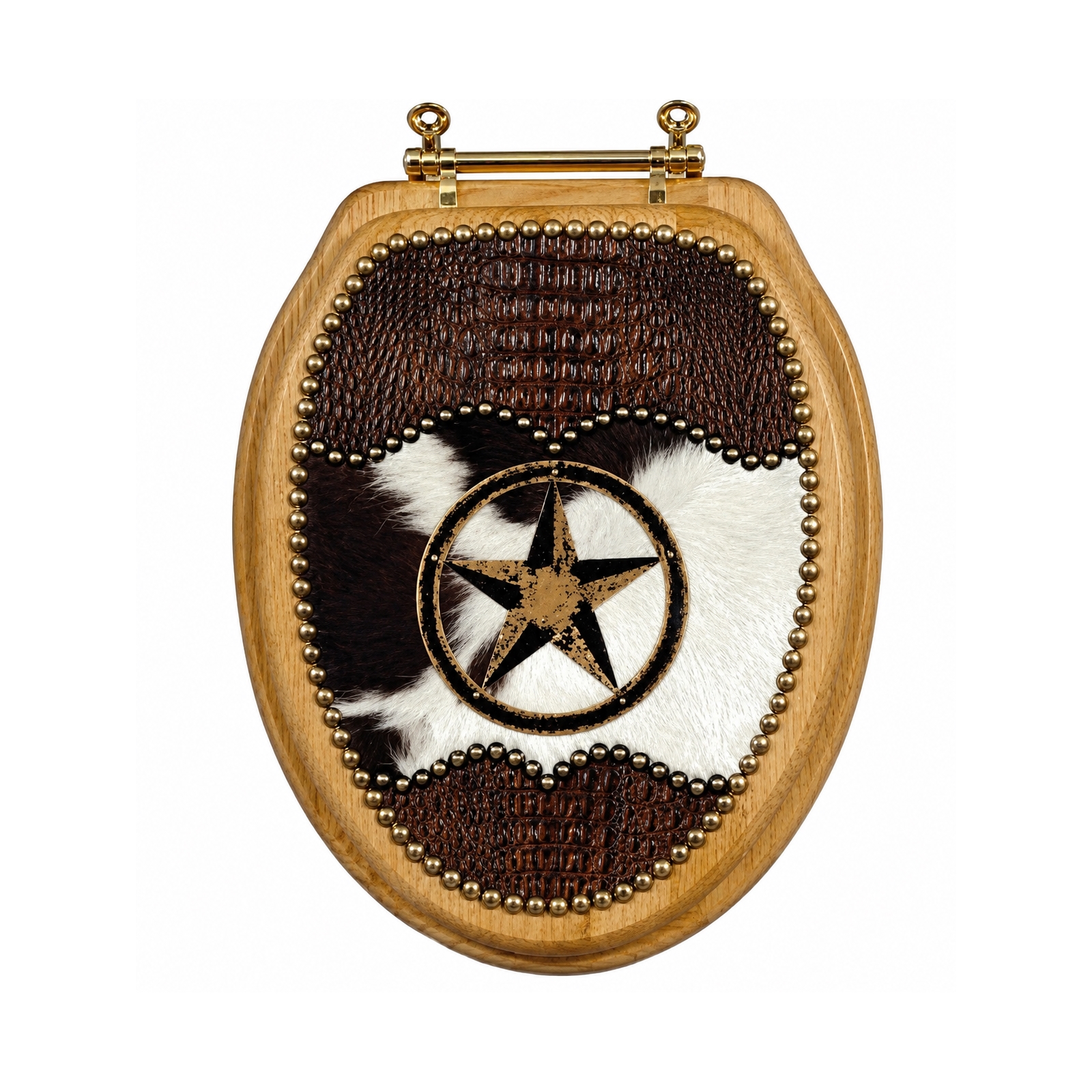 Oak Cowhide Toilet Seat